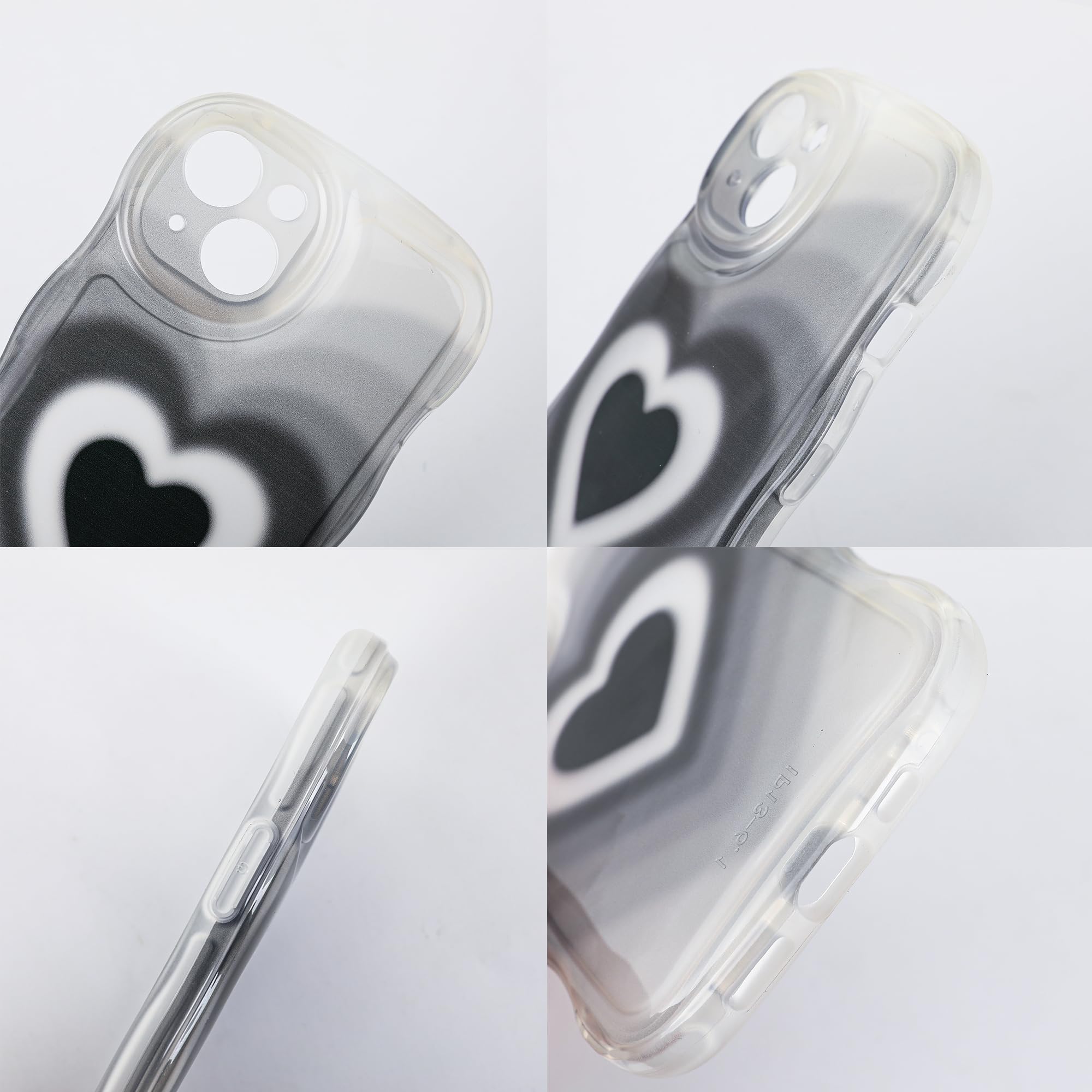 Amazon.co.jp: iPhone12Pro用ケース ハート 黒 韓国 なみなみ かわいい