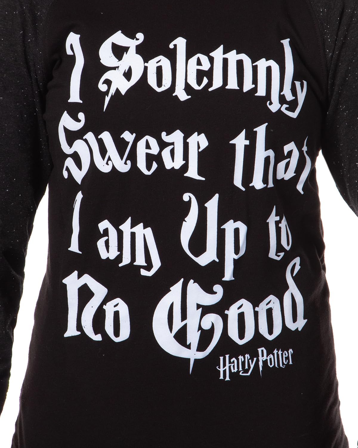 Harry Potter Girls' I Solemnly Swear Glow In The Dark Speckled Long-Sleeve Raglan Kids T-Shirt