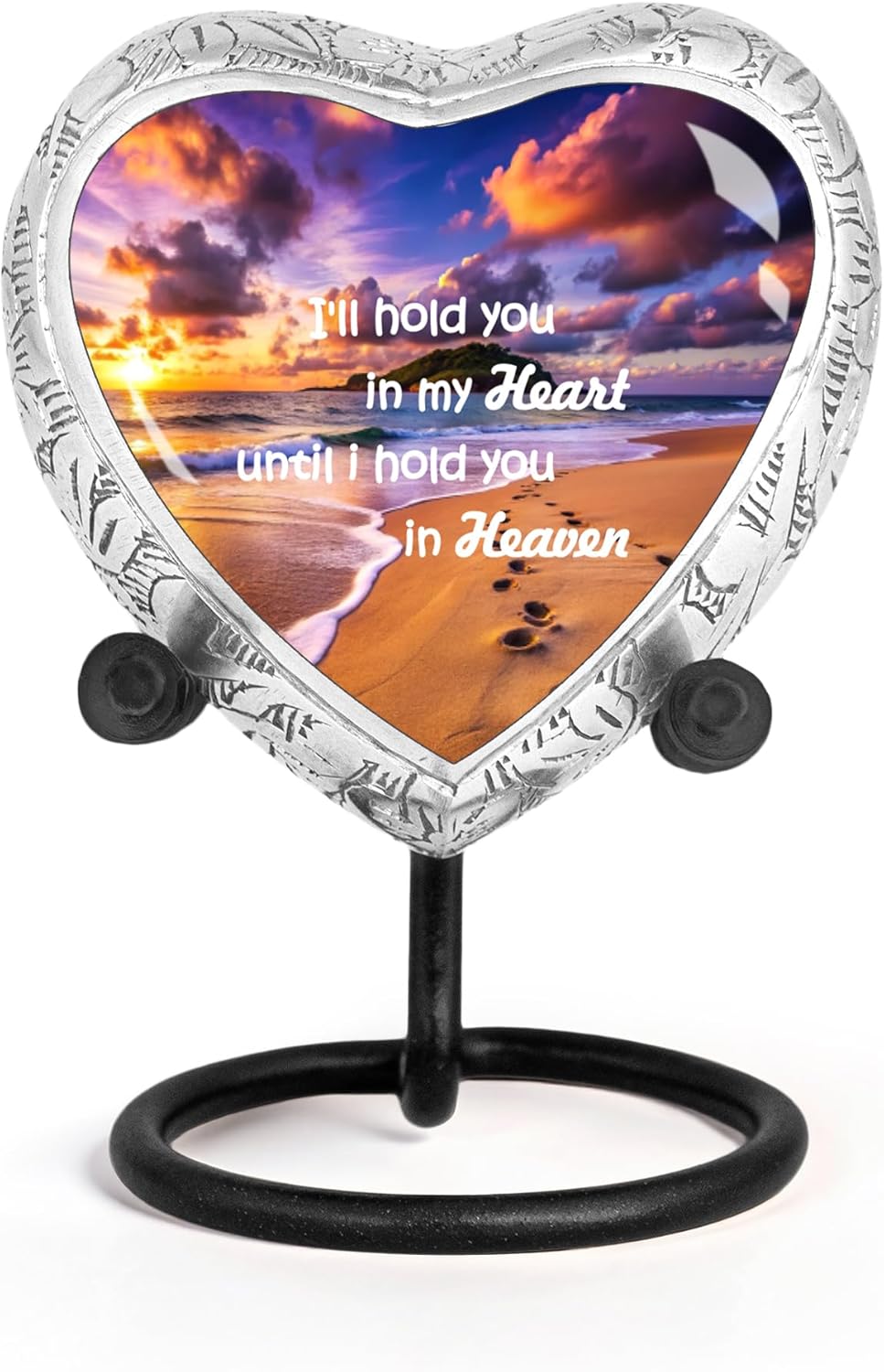 White Rose Keepsake Cremation Urn for Human Ashes – Small Decorative Floral Memorial Funeral Burial Urn for Men & Women, Aluminum for Home Display or Cemetery