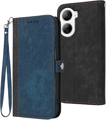 Cover Compatible with ZTE Libero 5G IV A302,Compatible with ZTE Libero 5G IV A302 Phone Case Lanyard Wallet Magnetic Closure Card Slot Flip Stand Blue
