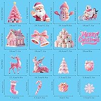 Vista 5 de 121 calcomanías de Navidad rosas para ventanas, Papá Noel, árbol de Navidad, copo de nieve, muñeco de nieve, ciervo, calcomanías de doble cara