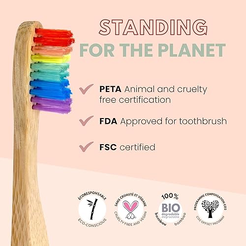Miniatura 4 de The future is bamboo - Paquete de 4 cepillos de dientes de bambú natural para dientes limpios, aspecto de madera estética, natural Cepillo de