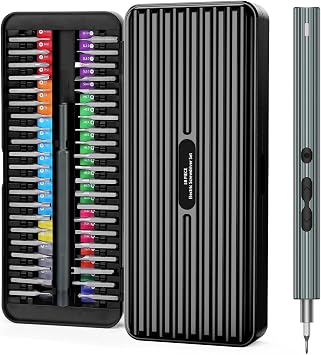 ORIA Electric Screwdriver Set, Rechargeable Cordless Screwdriver 58 in 1 Precision Repair Tool Kit with 50 Bits LED Lights Charging Cable for Watches, Phones, Glasses