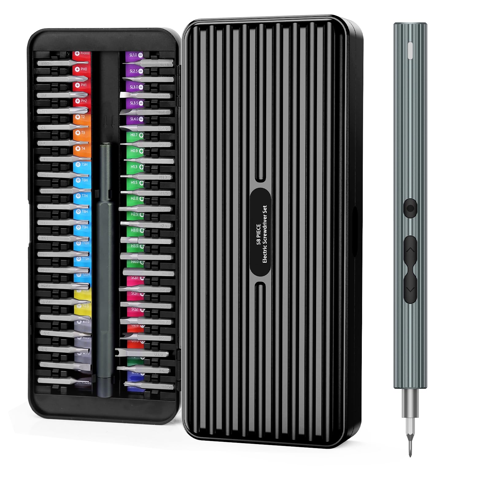 ORIA Electric Screwdriver Set, Rechargeable Cordless Screwdriver 58 in 1 Precision Repair Tool Kit with 50 Bits LED Lights Charging Cable for Watches,