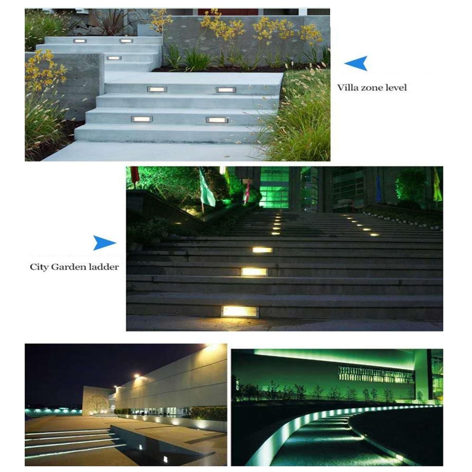Lámpara De Jardín - Foco LED Empotrable Para Escaleras, Luces De Paso Para Exteriores Impermeables IP65, Luces De Escalera De Pasillo/luz De Esquina De 85-265V CA(Yellow,6W(205 * 85mm))
