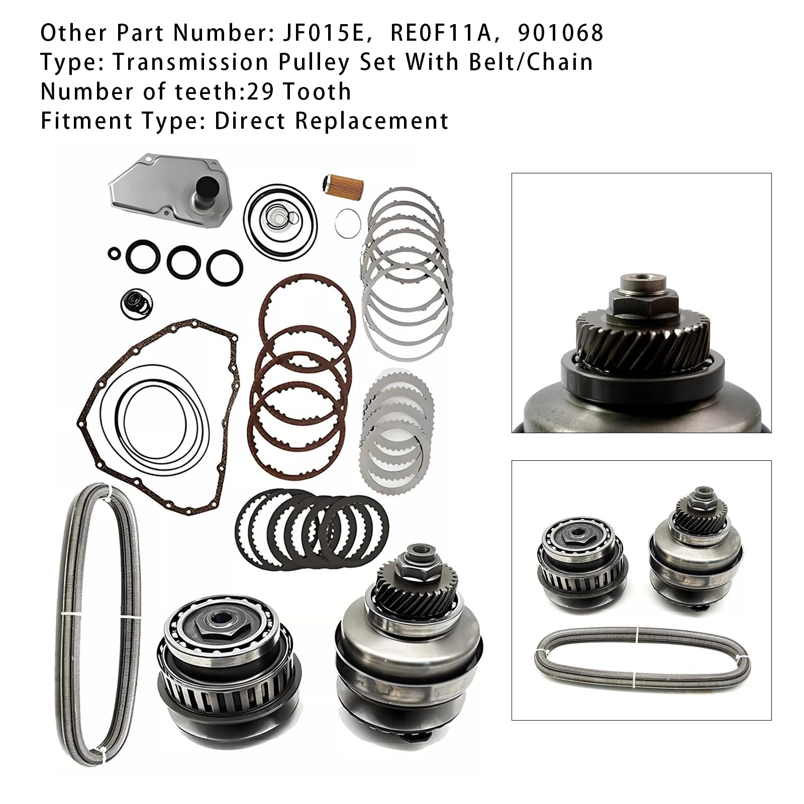 Kit Riparazione Trasmissione Master & Set Puleggia con Cinghia JF015E RE0F11A 29 Denti - Compatibile per Nissan Sylphy, per Tiida/Qashqai/Sentra/Pulsar, per Mitsubishi/Lancer, per Suzuki Swift
