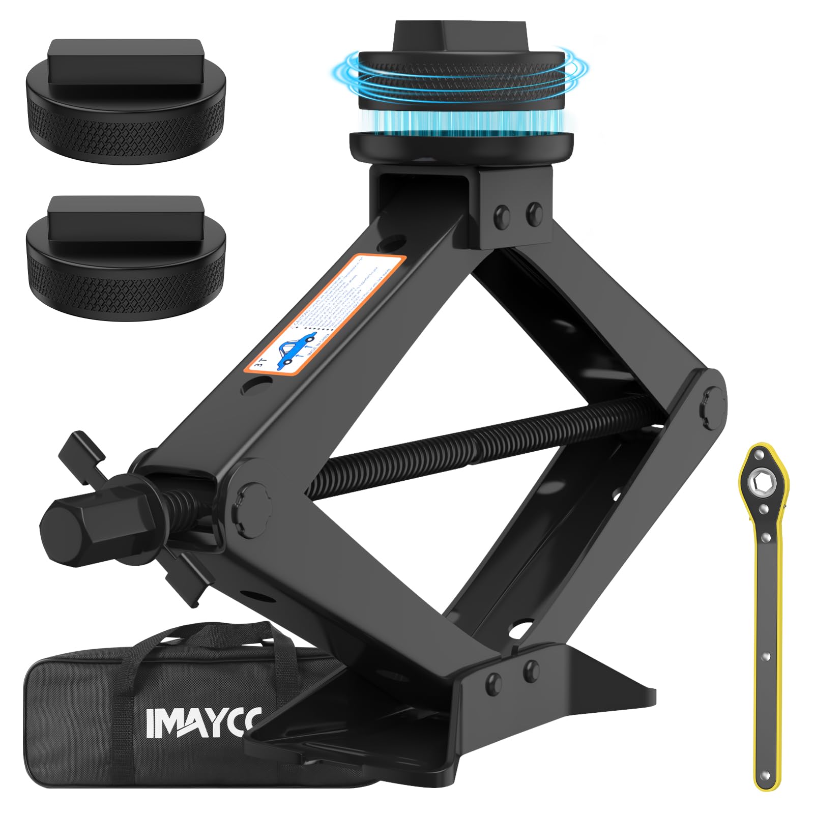 IMAYCC 3T Cric Auto in Acciaio Robuste Per BMW Auto | 2 Tampone In Gomma,Cric a Forbice Anti-graffio Kit Emergenza Auto Per BMW-SUV MPV Sostituzione degli Pneumatici