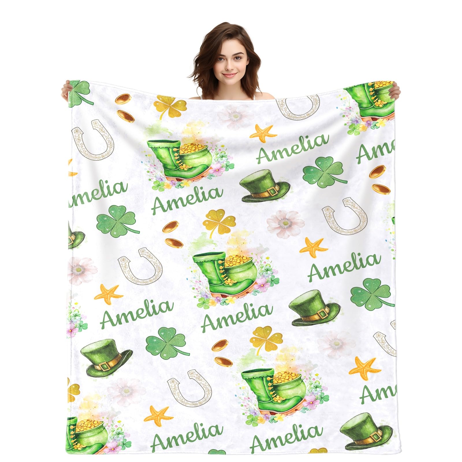 Urijk Personalised Baby Blankets Custom Blankets with Name for Baby Boys Girls Full Name Throw Blanket for Newborn Toddler Personalised Gifts for Birthday Baby Shower Christmas (I) — image 1