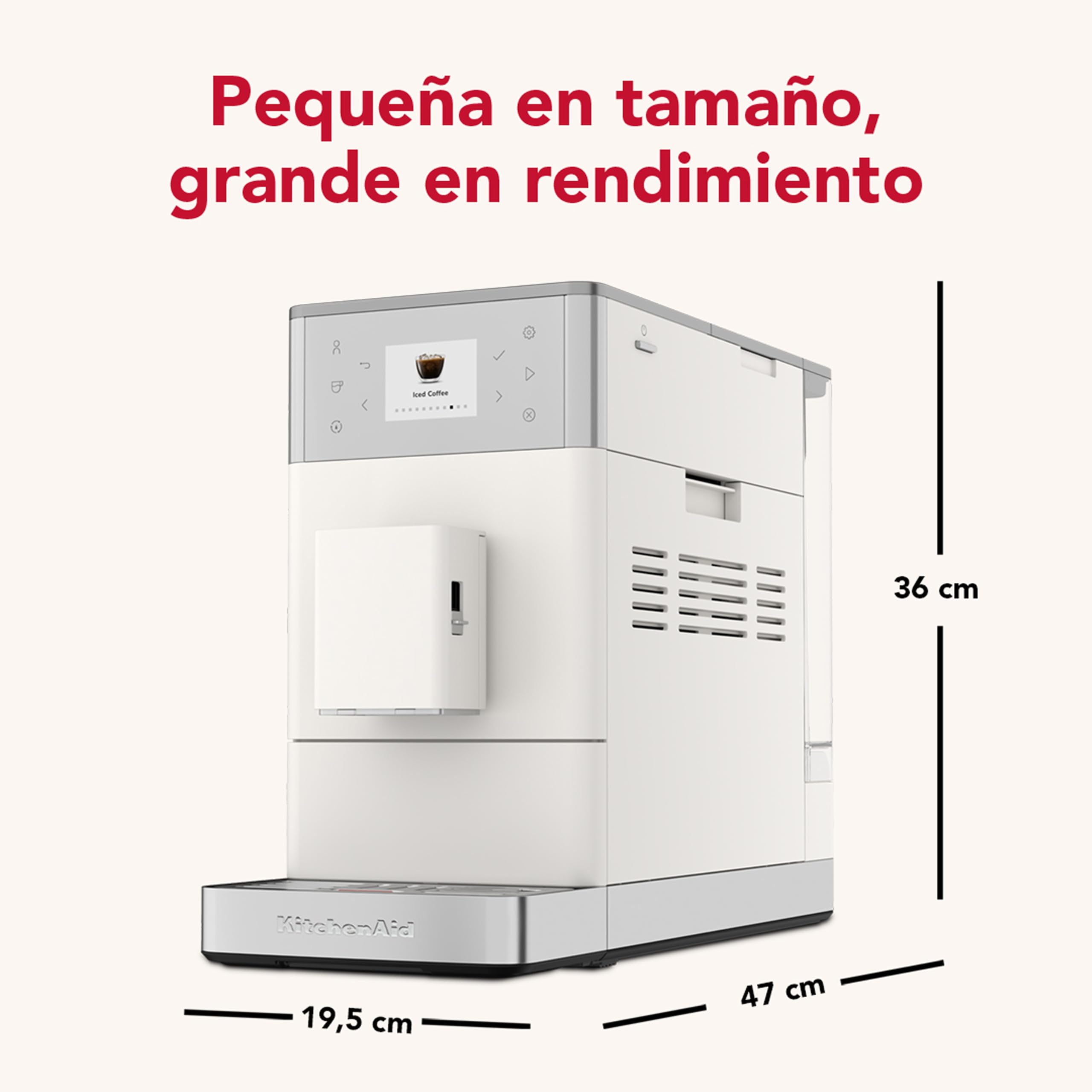 KitchenAid KF3 Cafetera Espresso Automática, Sistema AutoMilk, Molinillo IntelliGrind, 15+ Recetas, Café Frío, Pantalla Color 6cm, 15-18 Bar, Blanco Porcelana