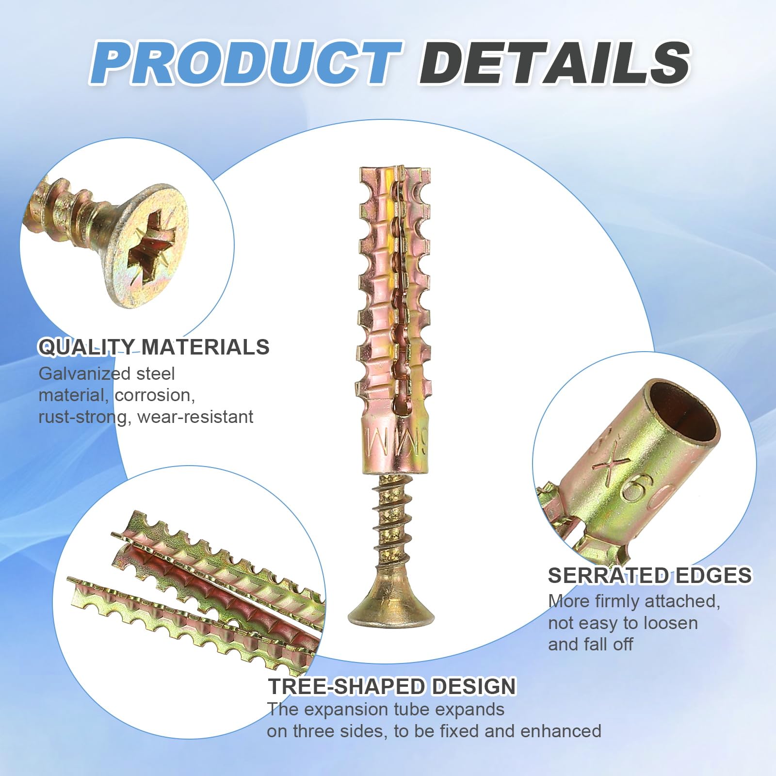 PATIKIL 30 Pcs Drywall Hollow Wall Anchors with Screws 0.16 x 1.38" - Image 3