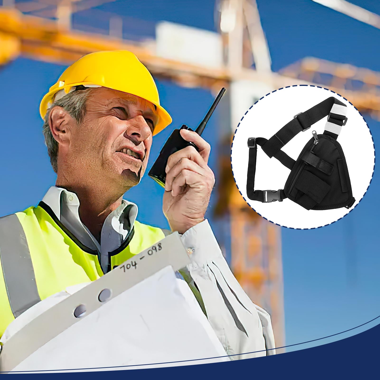 Pettorina per radio al petto, con cinturino regolabile, compatibile con Motorola Uniden Kenwood ICOM Baofeng Walkie Talkie leggero e durevole, ideale per le attività all'aperto