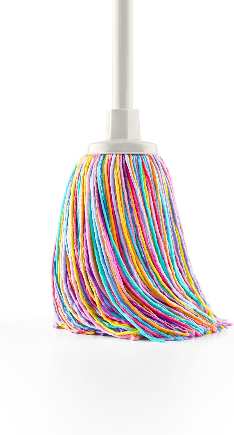Happy Rainbow – Recycled Microfibre Mop Super Absorbent with Universal Thread Extra Large Head 22 cm Sustainable and Resistant for Cleaning Floors and Home