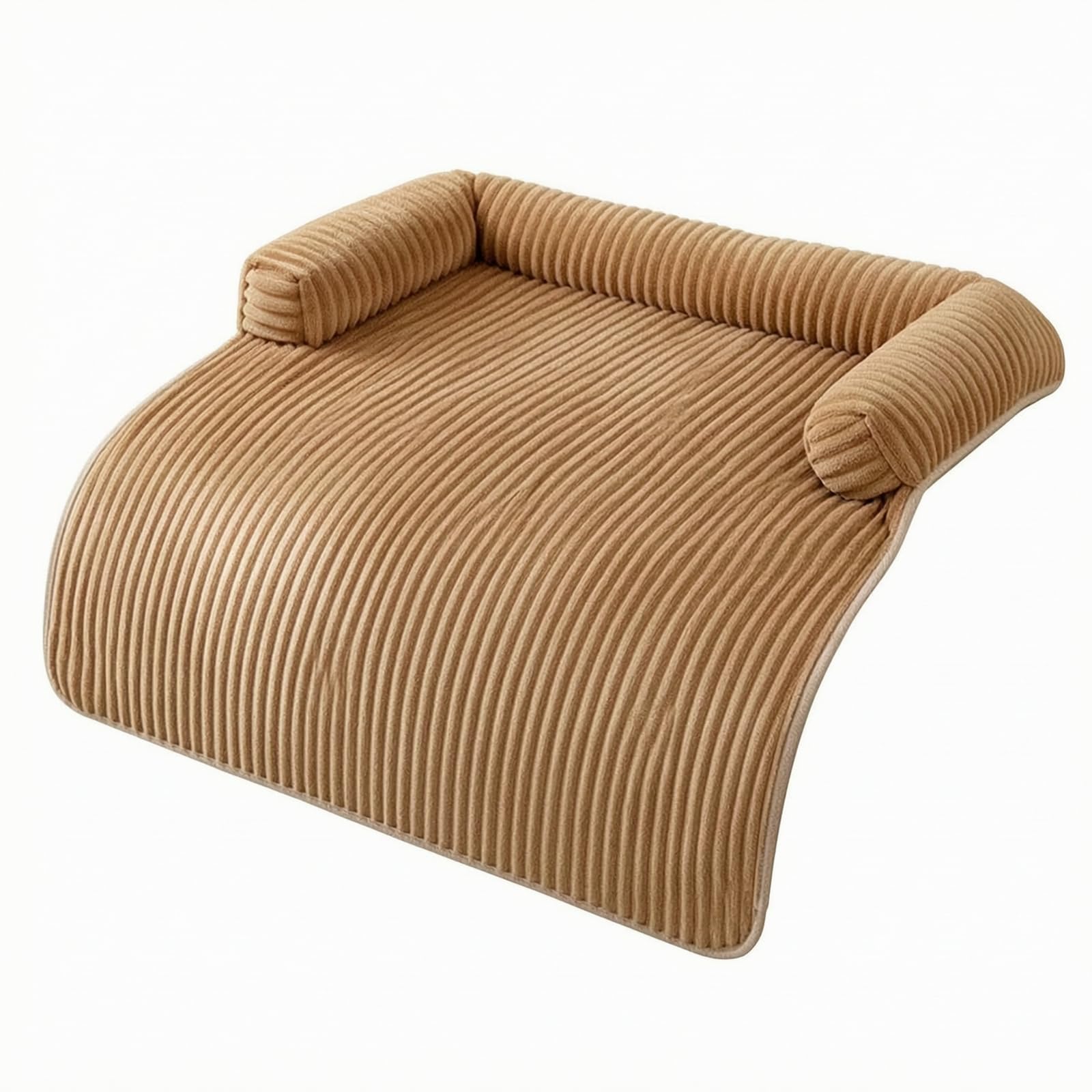 Harilla Cuscino Rotondo Peluche Letto Materassino Cuccia Bordo Rialzato Imbottito Soffice in Velluto Lavabile Pieghevole Adatto per Riposo Notturno Pennichelle Viaggi Casa, caffè Chiaro, 80cm 90cm