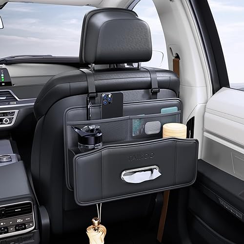 Miniatura 2 de Soporte para pañuelos de coche y organizador de respaldo de asiento, soporte extra multifuncional para vasos de bebidas que mantiene tu automóvil