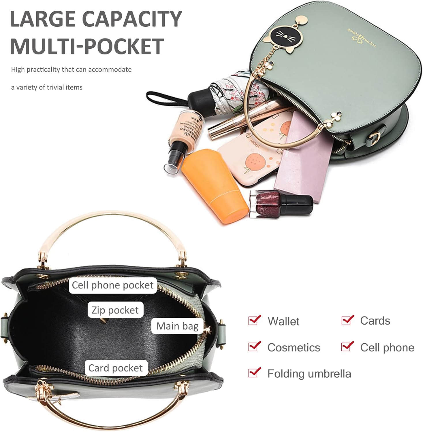 NICOLE & DORIS Women Crossbody Bag Round Handbag Shoulder Bags PU Leather Top Handle Bags Girls Messenger Bags Cute Handbag