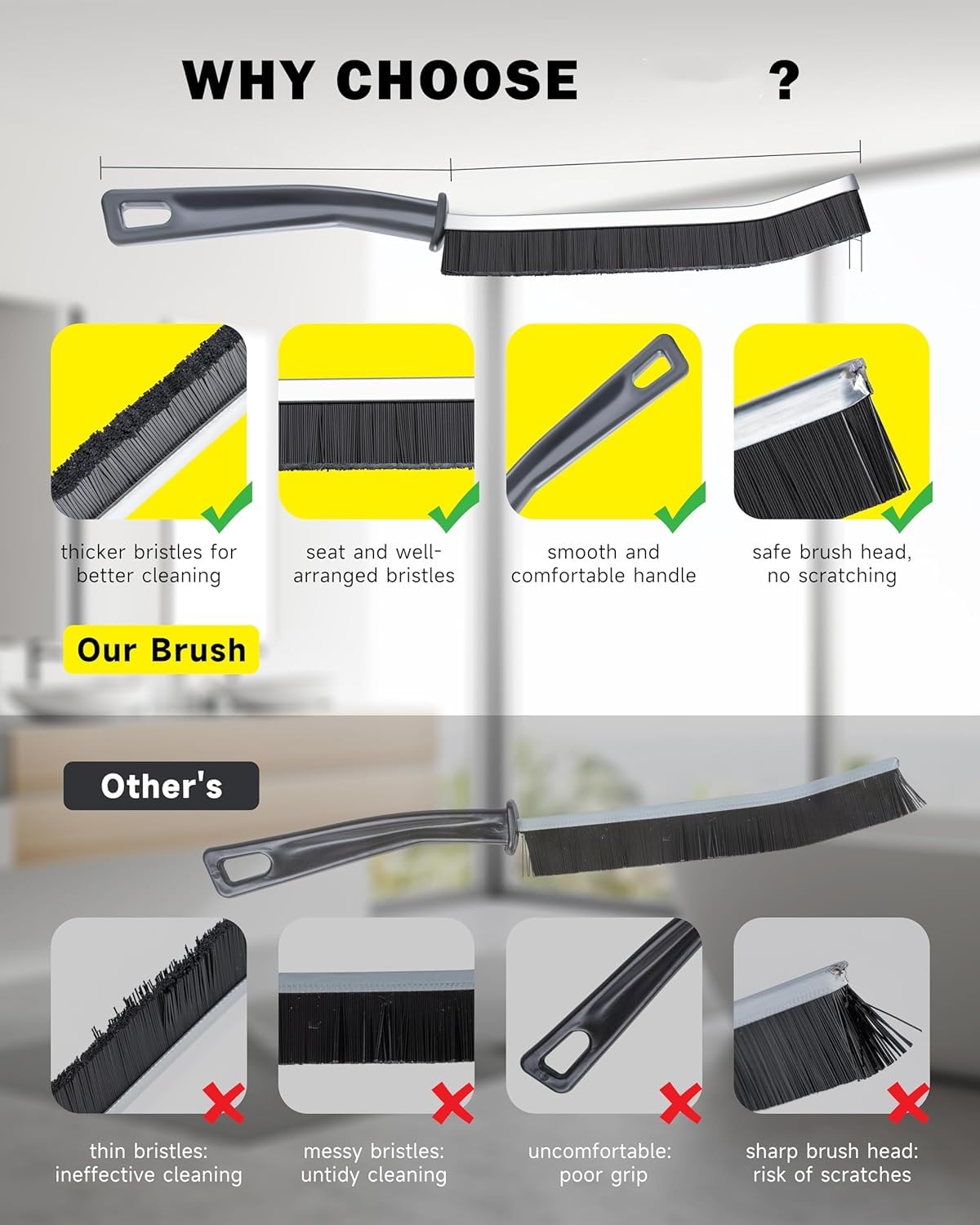 Brosse Nettoyage Joints 3 Pièces - Pour Salle De Bain, Cuisine Et Carrelage