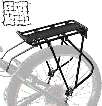 Bike Cargo Rack Bungee Cargo Net & Reflective Logo Universal Adjustable Bicycle Rear Luggage Touring Carrier Racks 25kg Capacity Mountain Road Bike for 26