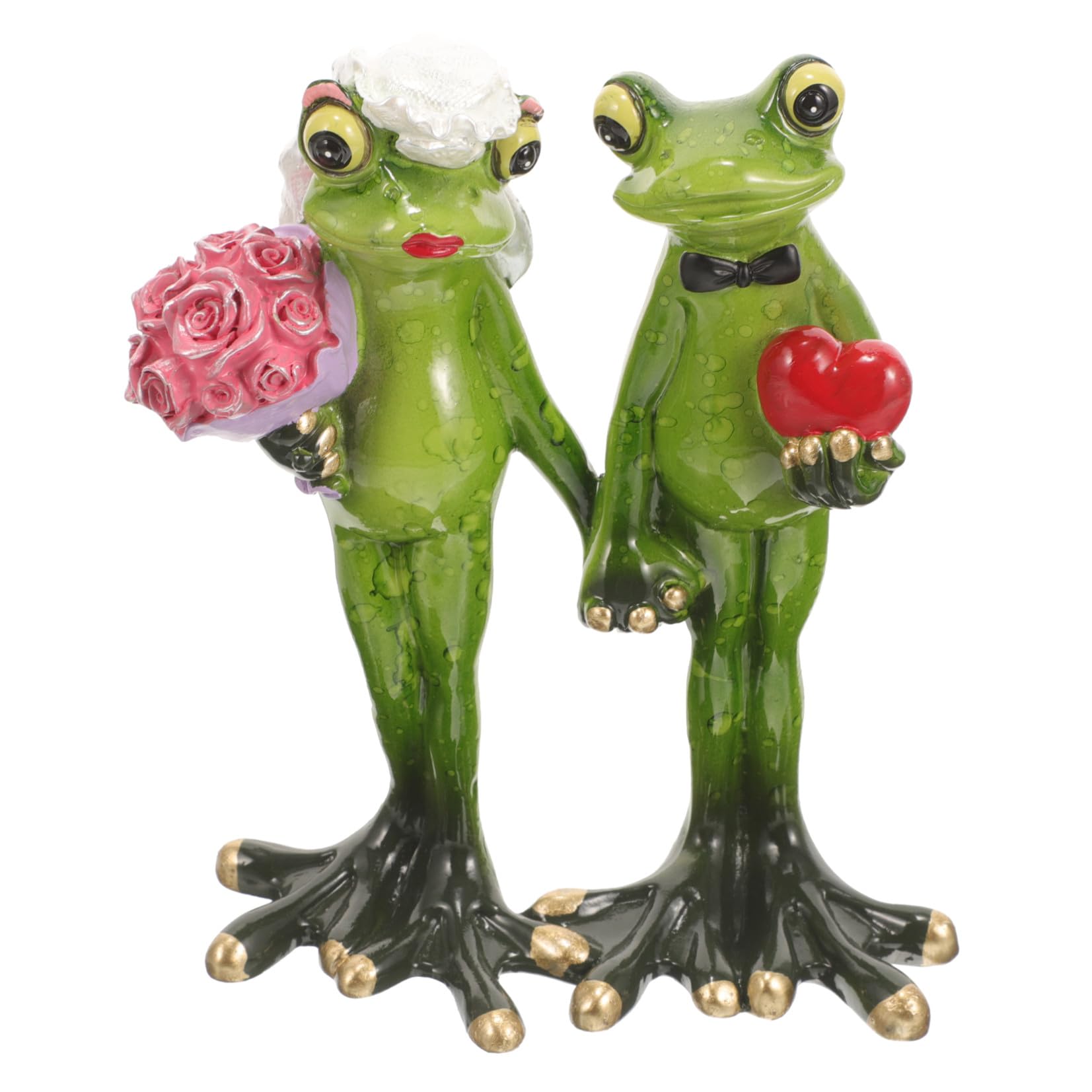Statua di Rana in Resina per Giardino Coppia Decorativa Ornamento da Esterno Compatto per Scrivania e Patio Regalo Originale per Compleanni e Festività