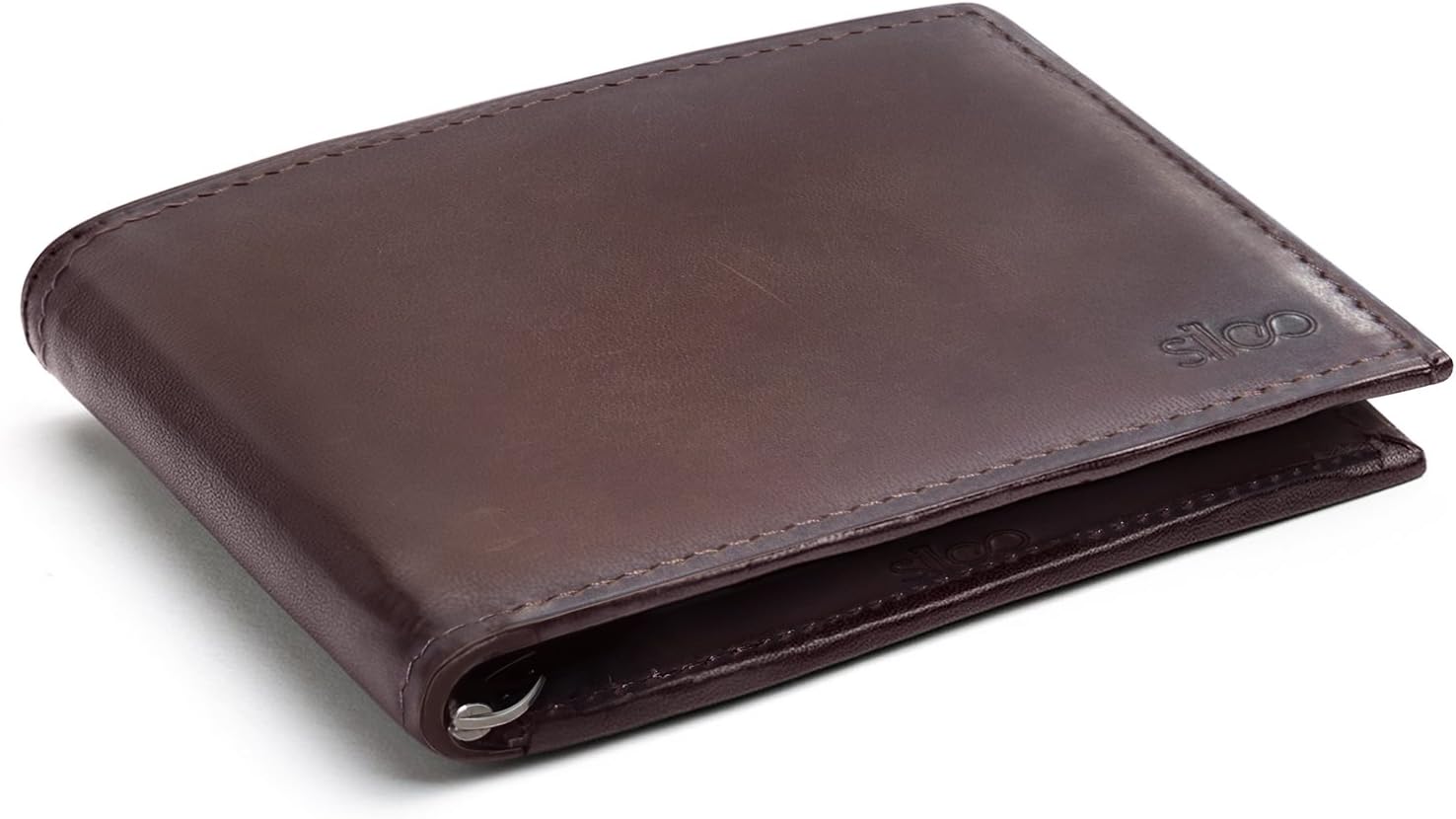 Dark Brown Genuine Leather Wallet BILL with RFID Protection and Vintage Look. Extra Slim without Coin Pocket by SILEO®