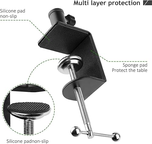Miniatura 3 de Abrazadera de montaje de mesa de metal resistente, abrazadera de escritorio de metal para soporte de brazo de micrófono, abrazadera C de micrófono