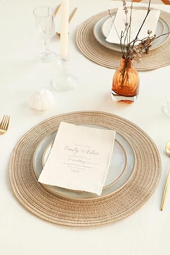 Miniatura 5 de Floroom Juego de 4 manteles individuales redondos trenzados de 15 pulgadas, lavables, resistentes al calor, de algodón, poliéster, para cocina, mesa