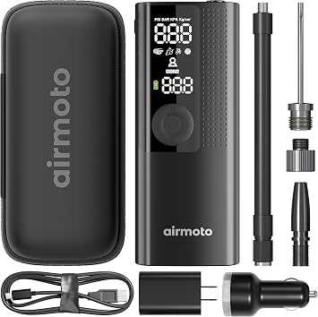 Airmoto Tire Inflator with Power Kit and Carrying Case Bundle Deal