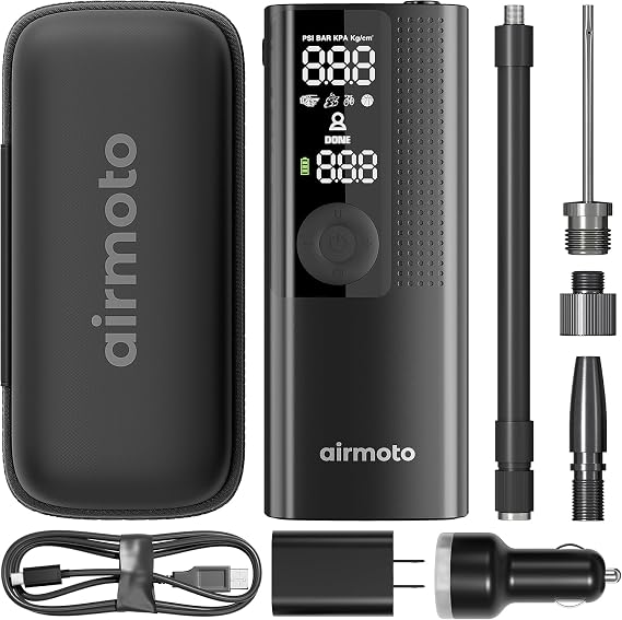 Airmoto Tire Inflator with Power Kit and Carrying Case Bundle Deal