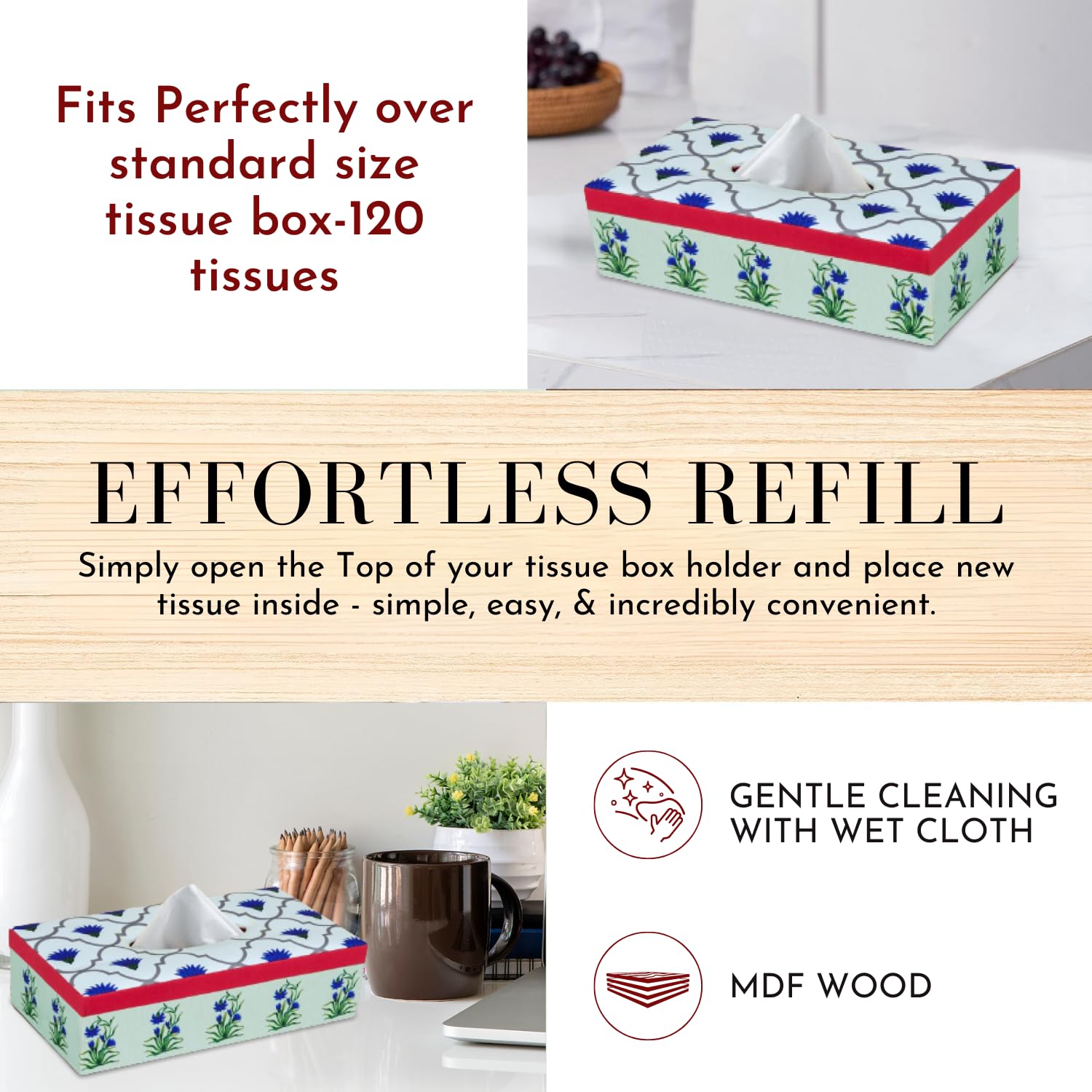 Stylish Tissue Box Holder - Handcrafted & Elegant -3