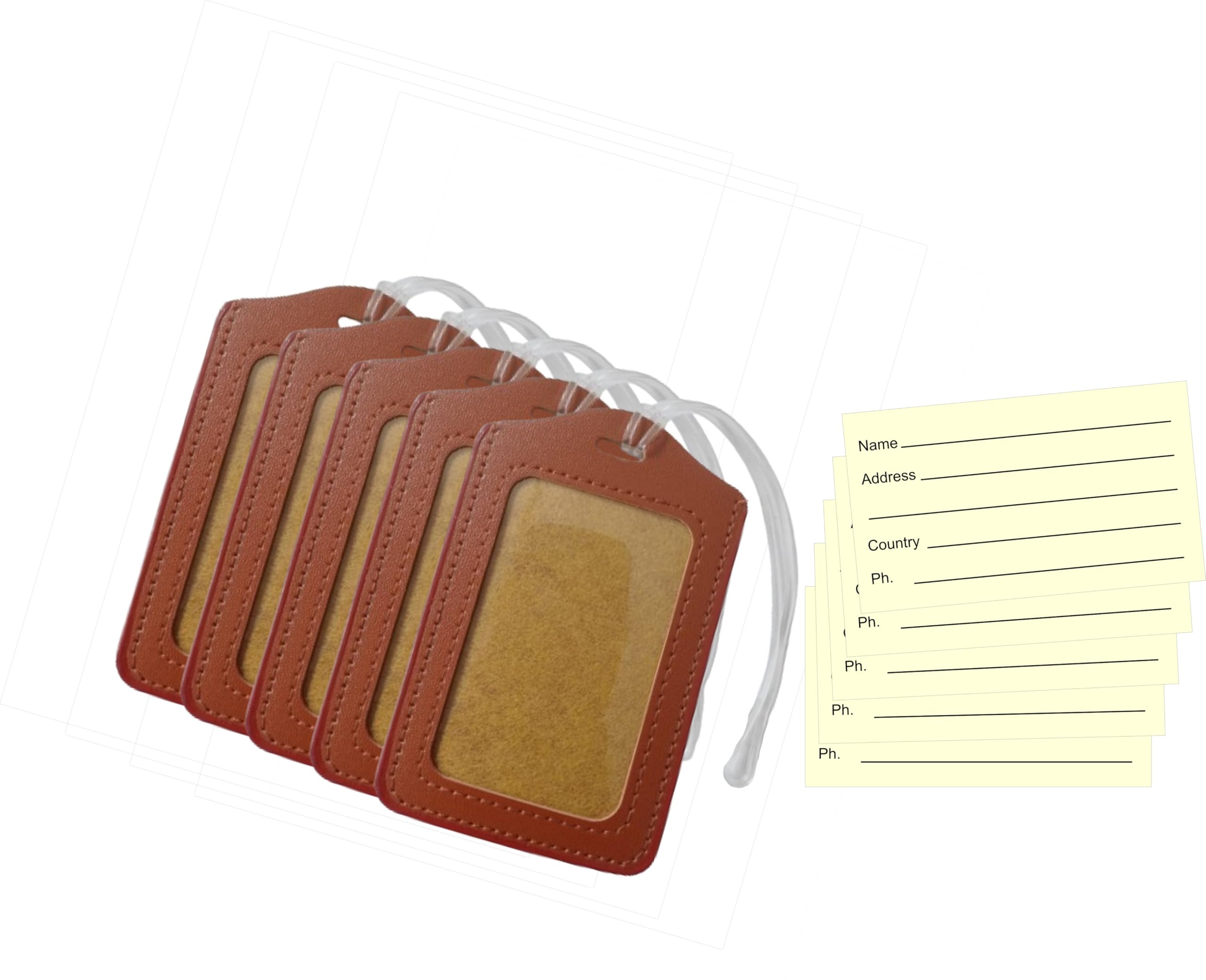 IMPRINT Luggage Tags, Bag Tags, Suitcase Tags for Traveling, Camping, Hiking | for Easy Identication with Silicon Band & Name Tag Label (Pack of 5) Brown-image-22
