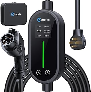 Level 2 Electric Vehicle (EV) Charger (32Amp, 220V-240V, NEMA 14-50 Plug, 4-Prong Plug), Fast, Adjustable Current/Delay Charging, Portable Home/Outdoor EVSE, Fit for All SAE J1772 Evs