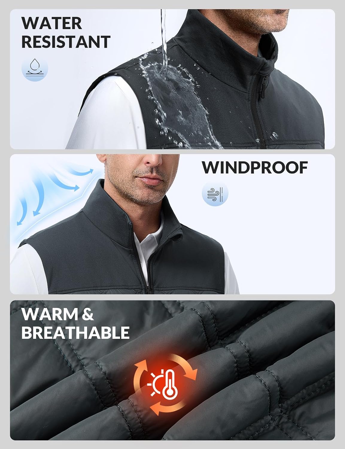 baleaf Men's Puffer Vest Golf Outerwear Winter Packable Lightweight Warm
