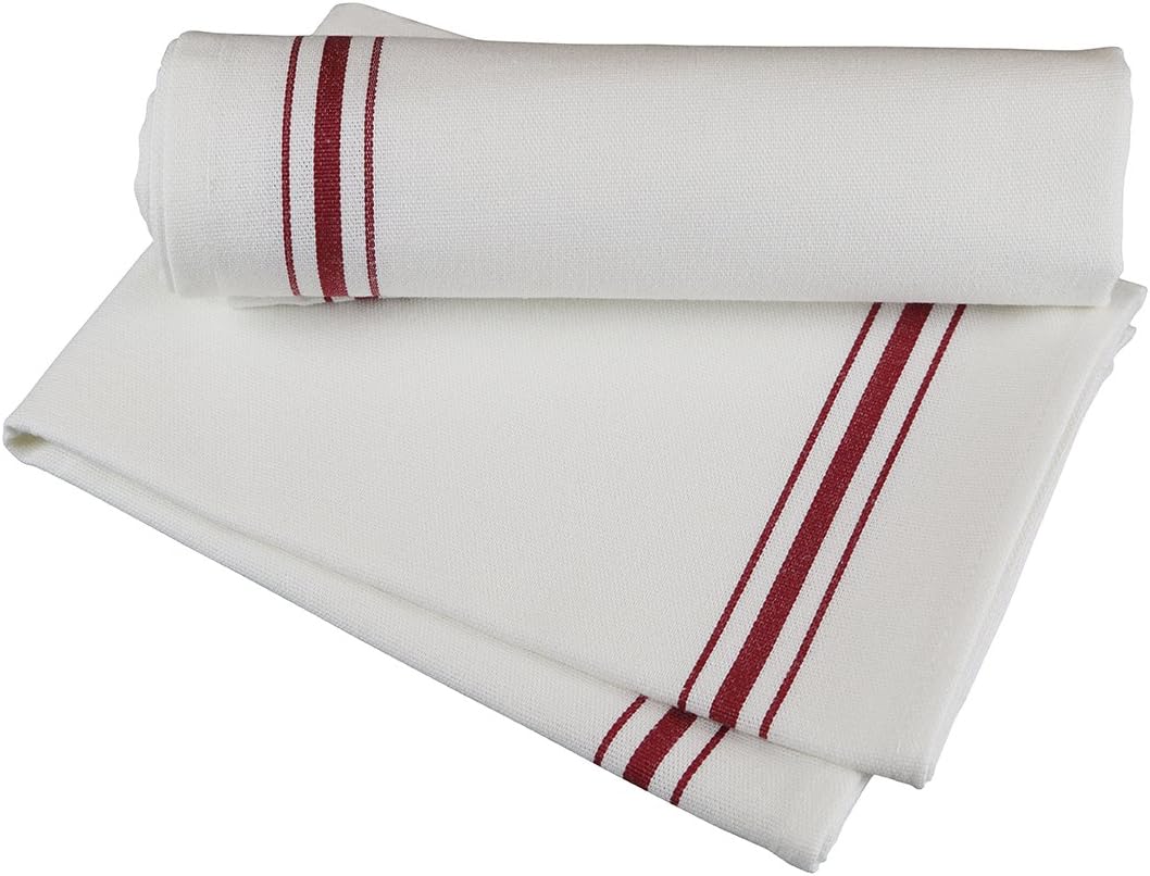 RC ROYAL CREST by Sigmatex - Lanier Textiles NK182632BRD Bistro 100% Cotton Stripe Cloth Napkins, Restaurant Quality, Large Size 18" x 26", 12 Pack (Red Stripes)