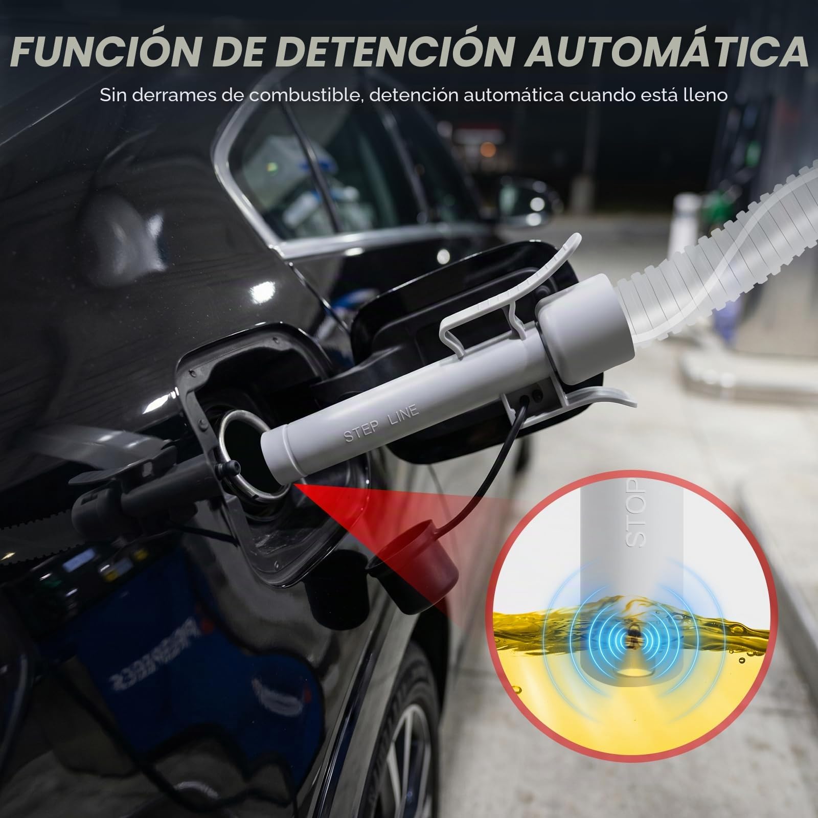 Bomba Trasvase Gasoil Eléctrica con Sensor de Parada Automática | 12V,3.2GPM (12L/min),con 4 Adaptadores,cabezal de bomba de 28 mm,Alimentación por pilas y USB,para Gasolina, Diésel y Agua