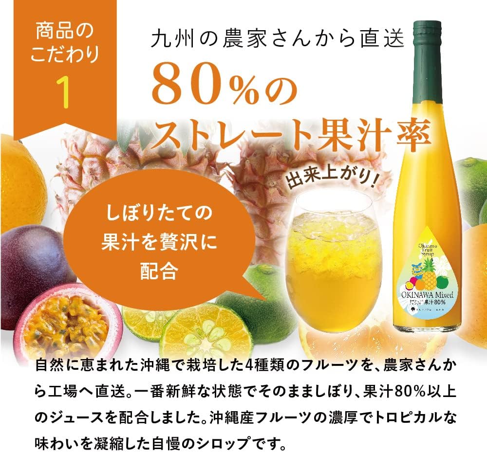 福田農場 九州果実シロップ 500mL 3倍希釈 割り材 （単品） (フルーツチャンプルー（沖縄）)
