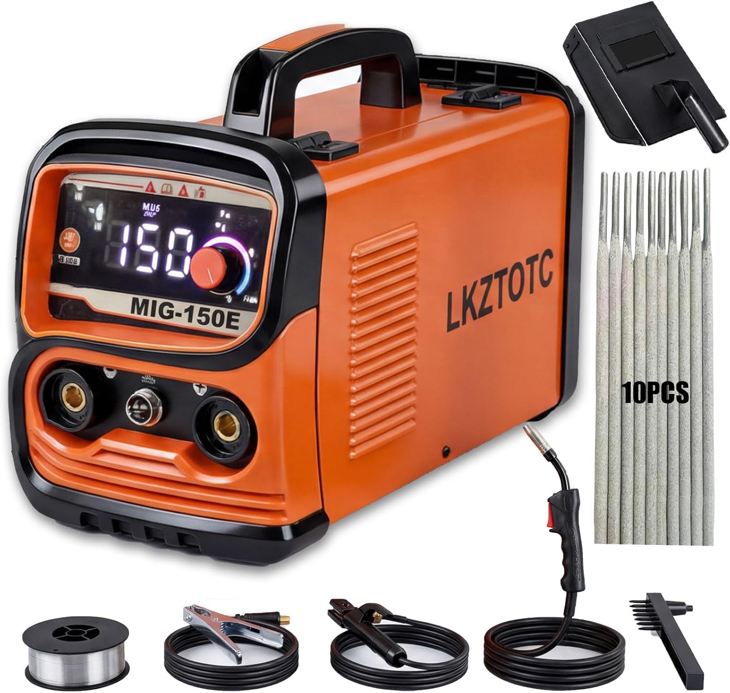 150A 110V Flux Core Welder, 3 in 1 Welder, Gasless MIG Welders/Lift TIG/Stick Welding Machine, IGBT Inverter with LED Display, Includes Gloves, MIG Torch, Brush, Wire & 10 Rods