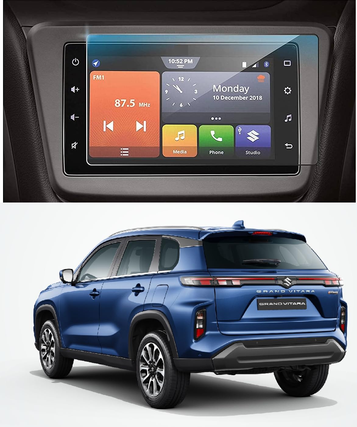 Safety Accessories Car’s Music & GPS System Screen Protector Glass for Suzuki Grand Vitara Alpha Smart Hybrid AT [Items:2]