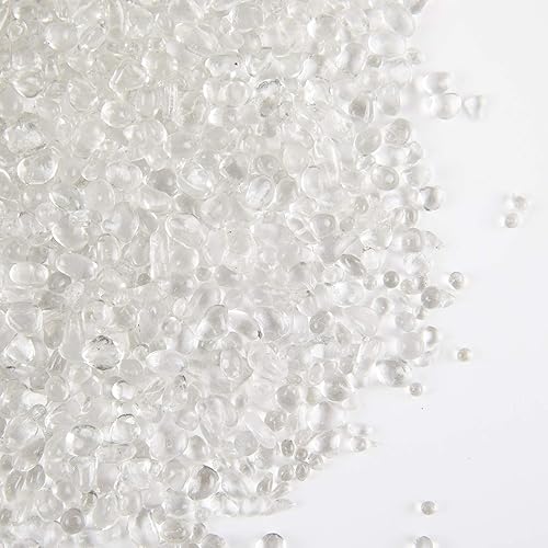 TWINKLING Piedras redondas de vidrio de fuego de alto brillo, mármoles de vidrio, guijarros de vidrio, gemas de cuentas de vidrio para rellenos de