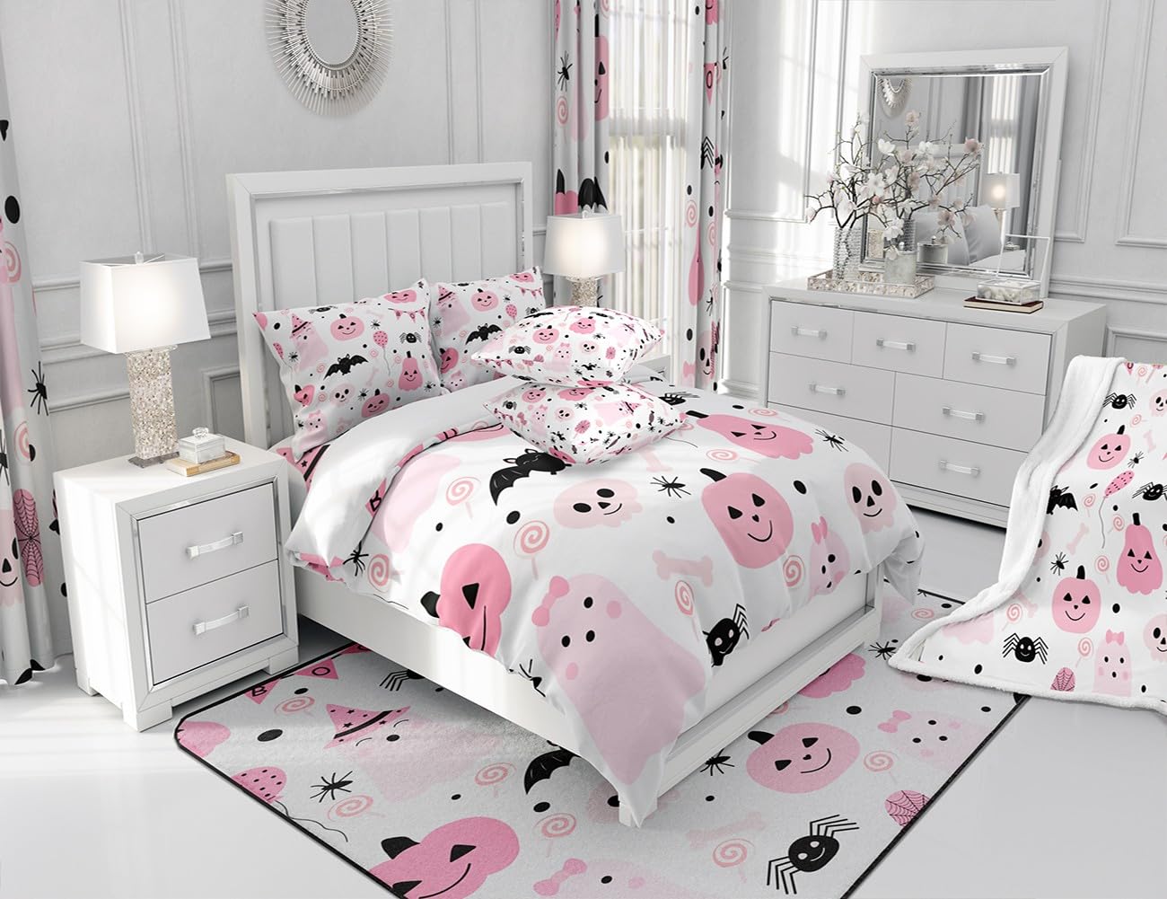 Couverture Halloween En Flanelle 150x200 Cm - Motif Toile D'Araignée 3D - Plaid Chaud Canapé/Lit - 6