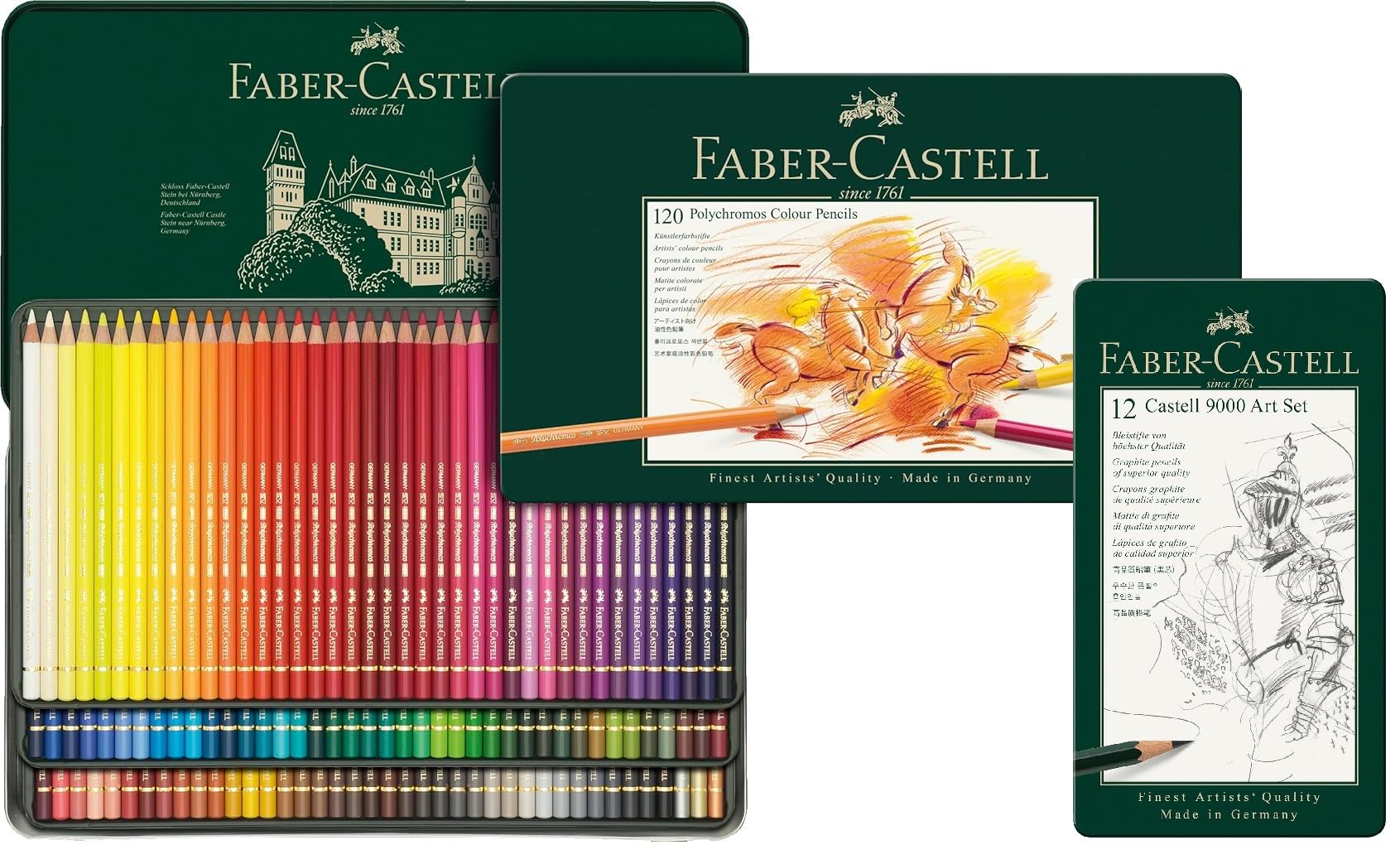 Faber-Castell 110011 - Künstlerfarbstifte Polychromos, 120er Metalletui (Metalletui + Graphit Set, Mehrfarbig, 1 stück (1er Pack))