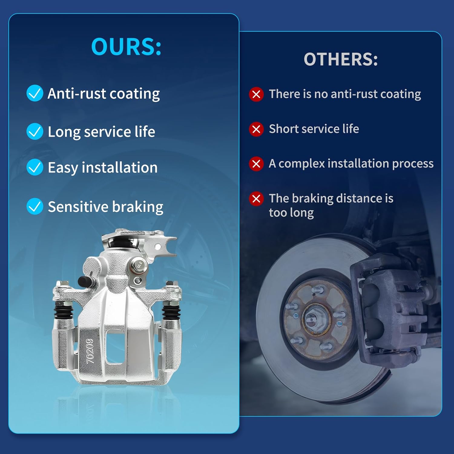 19B7096 19B7097 Rear Brake Caliper Assembly With Bracket for Honda Accord 2013-2017, Left & Right