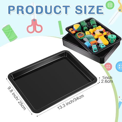 Miniatura 2 de Zonon 12 bandejas de arte de plástico de 13.4 x 9.8 x 1 pulgadas, bandejas de arte coloridas, bandejas apilables de juguetes para niños, contenedor