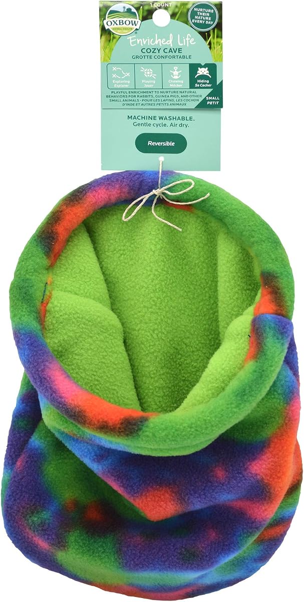 Animal Health Enriched Life Cozy Cave, Guinea Pig Hideout, Guinea Pig Toys, Bunny Toys, Fleece, Bunny Enrichment for Rabbit Cage, Oxbow Rat Cage Accessories | Small Animal Hideout, Fleece, Snuggle Sack, Guinea Pig House, Rats, Hamsters, Hedgehogs, Chinchillas, Machine Washable