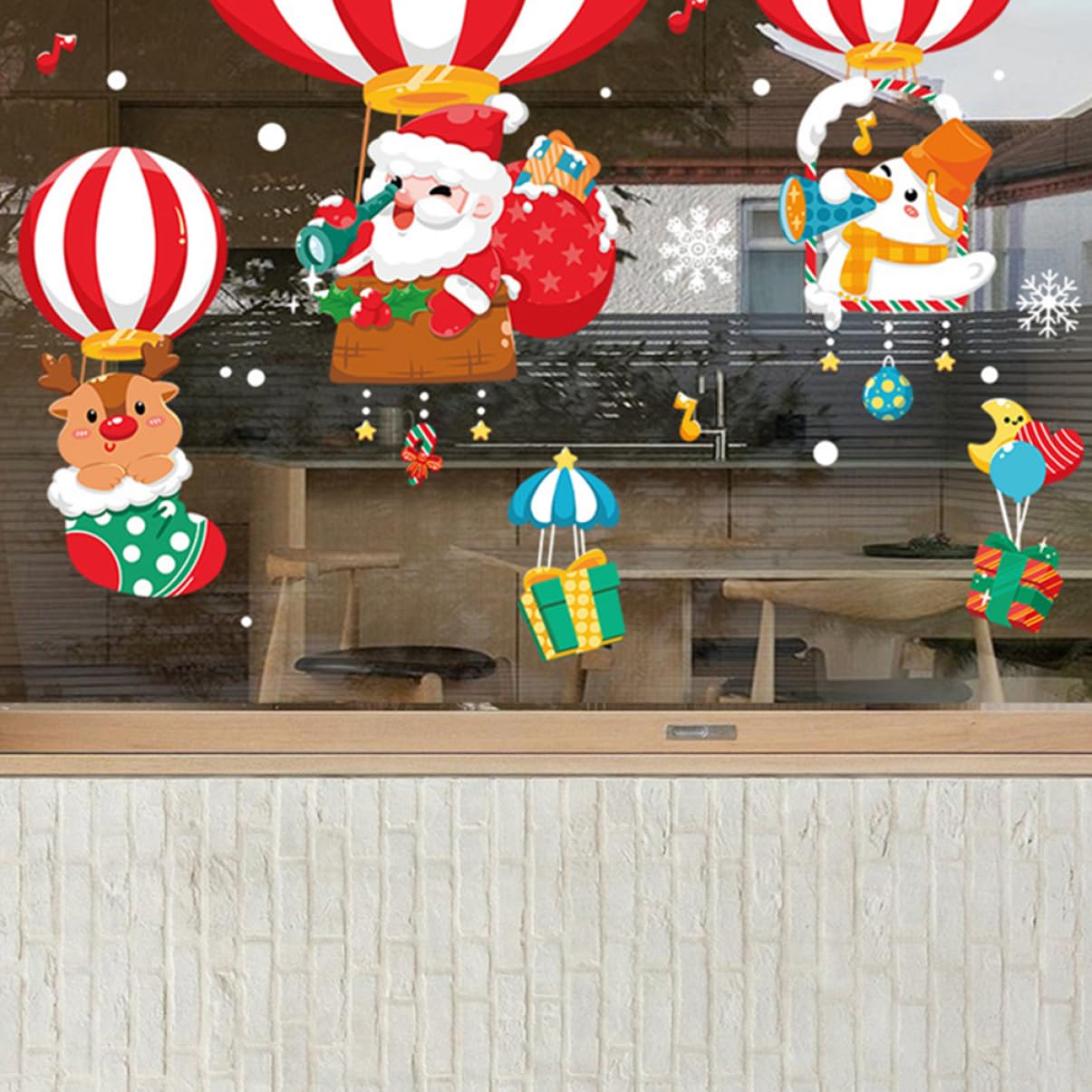 PRETYZOOM 3 Juegos Pegatina Ventana Navidad Papa Noel Christmas Xmas Etiquetas Adhesivas De Polivinilo 2 Piezas * 3