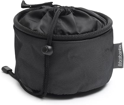 Brabantia Compact Clothespin Storage Bag with Hanging Loop & Closing Cord (Matt Black) Space Saving Organizer for Clothes Pins, Hangs on Clothesline or Drying Rack, Holds up to 75 Pins