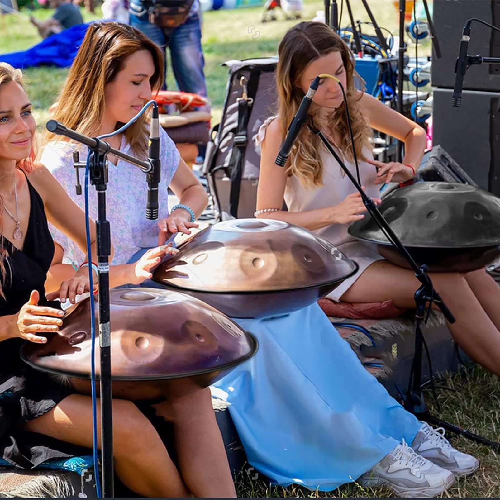 Handpan 9 tonów 440 Hz, 56 cm instrument ręczny dla początkujących, ręcznie robiony instrument harmoniczny D-moll, idealny do uzdrawiania dźwiękiem, osobistej medytacji, jogi, ze stojakiem na rękę,