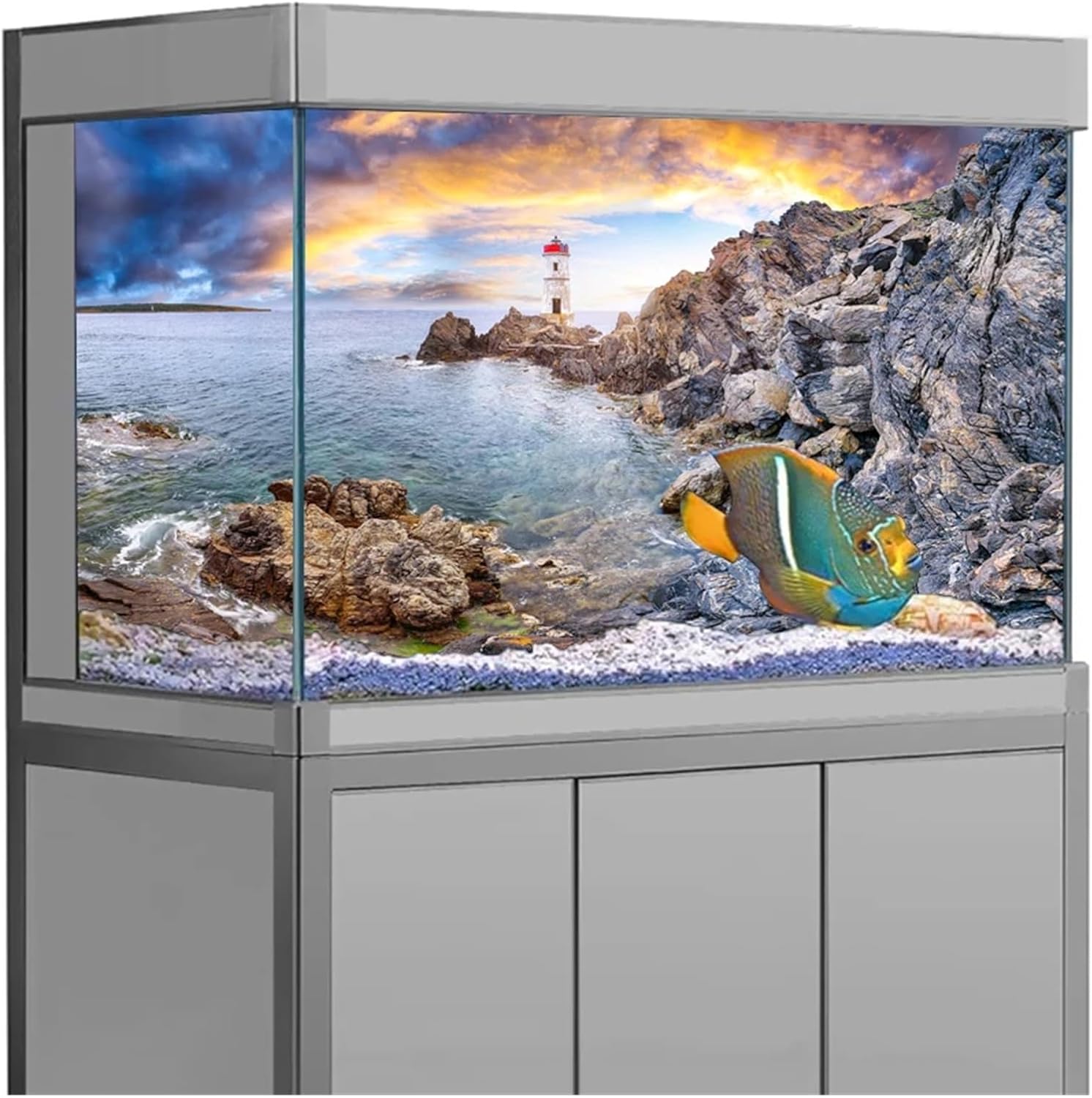 Aquarium Sticker Background Poster Self Adhesive Fish Tank Wallpaper Background(54x122cm)