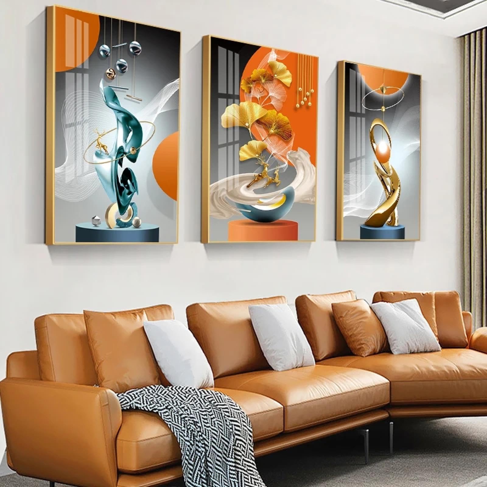 Affiches d'art mural pour salon géométriques et or - 8