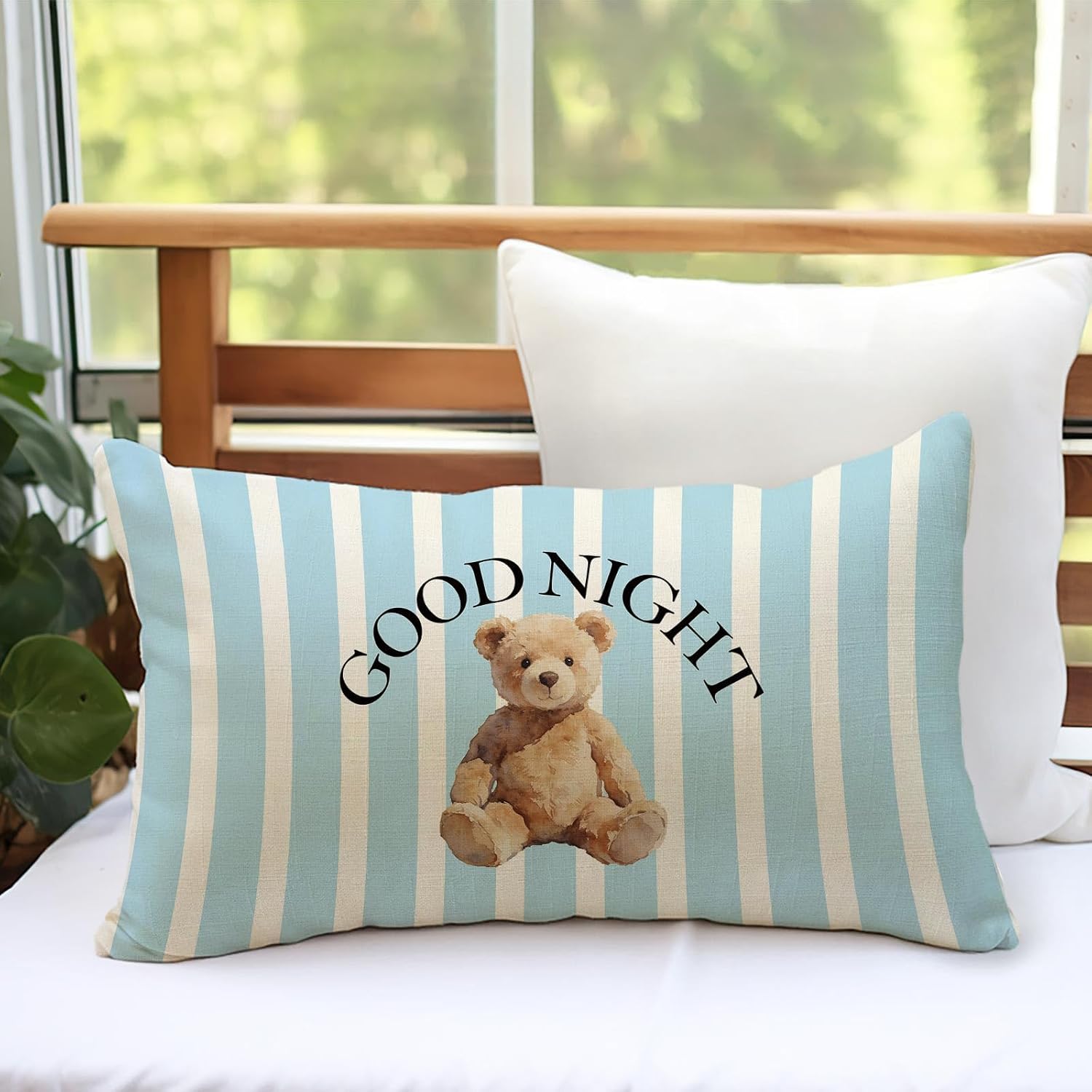 Fahrendom Good Night Bear Lumbar Decorative Rectangle Pillow Cover 12 x 20 image 5