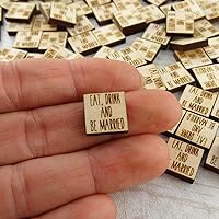 Vista 2 de Confeti – Madera grabada – Decoración rústica de madera para boda, decoración de mesa de fiesta (comer, beber y casarse)