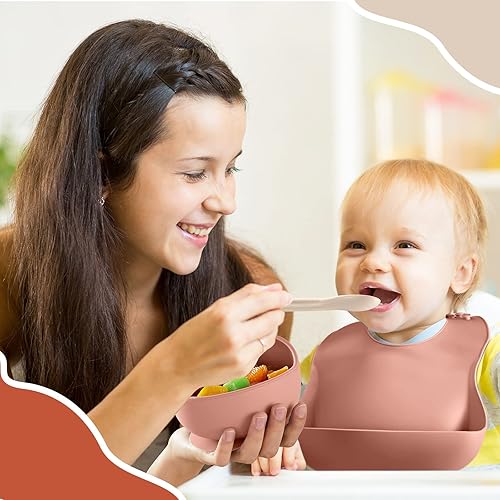 Miniatura 6 de 15 piezas de suministros de destete LED para bebé, juego de alimentación de bebé de silicona, plato dividido con ventosa ajustable, tenedor de